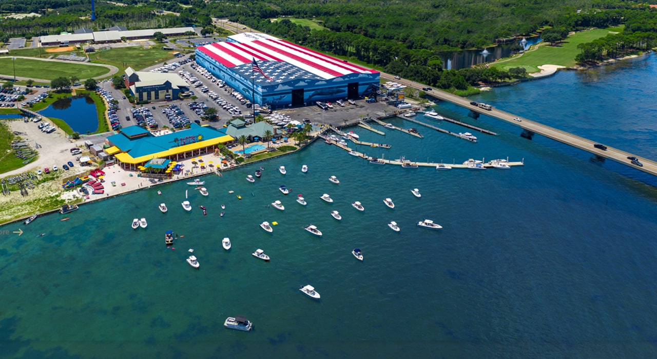 aerial image of the legendary marina